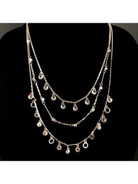 Kohls Metal Necklace Copper Tone Triple Strand Chain